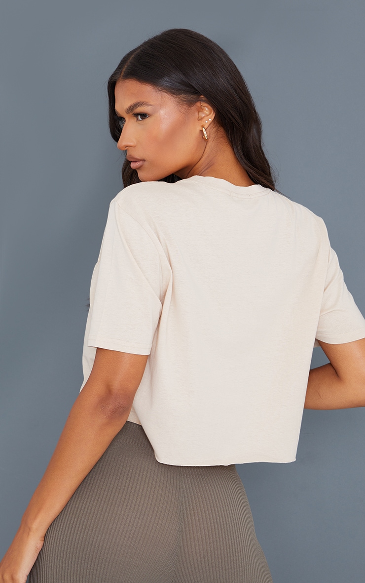 Cotton Sand Oversized Crop T-shirt image 2