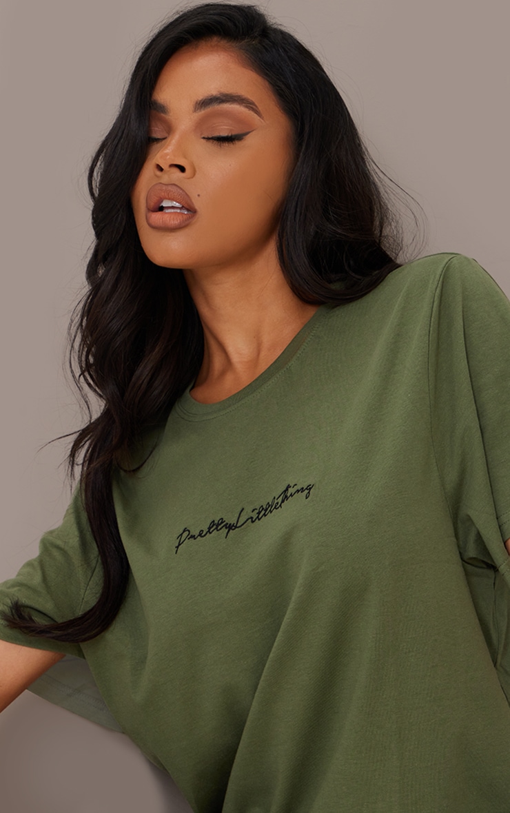 PRETTYLITTLETHING Cotton Khaki Oversized T-Shirt image 4