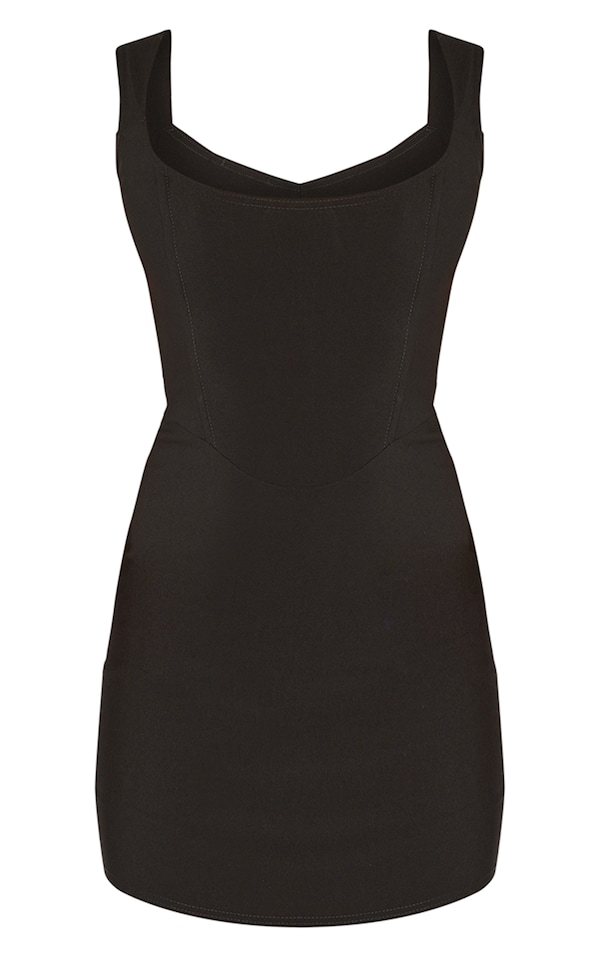 Black Thick Strap Boned Corset Detail Bodycon Dress