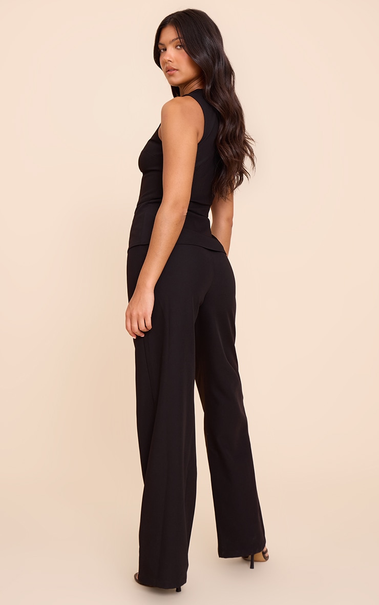 Black High Neck Vest Straight Leg Jumpsuit image 2