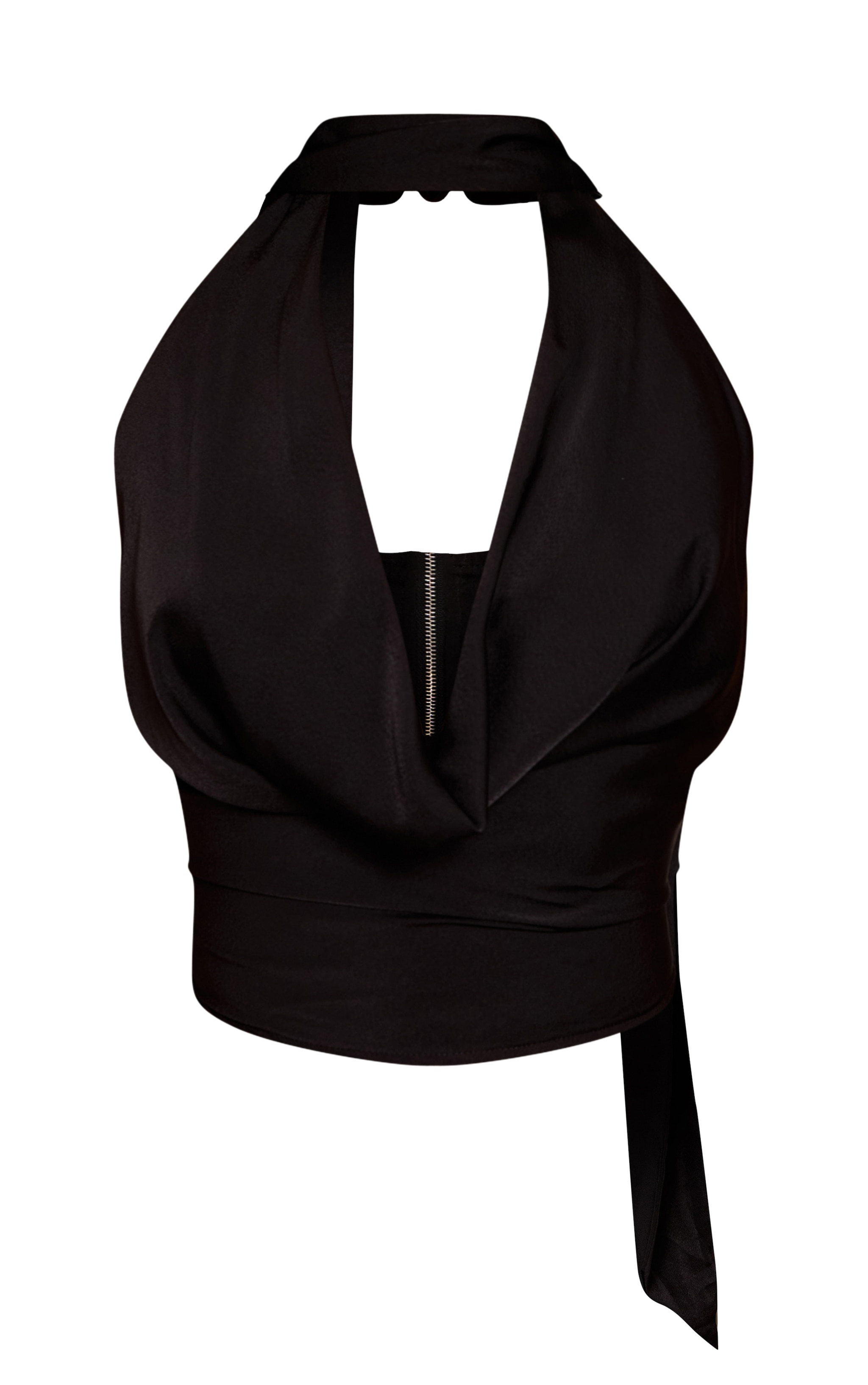 Black Satin Extreme Cowl Top image 5