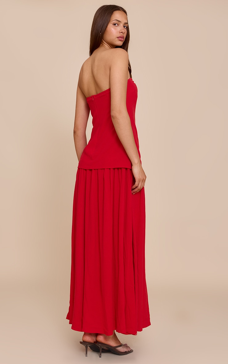 Red Bandeau Long Line Maxi Dress image 2