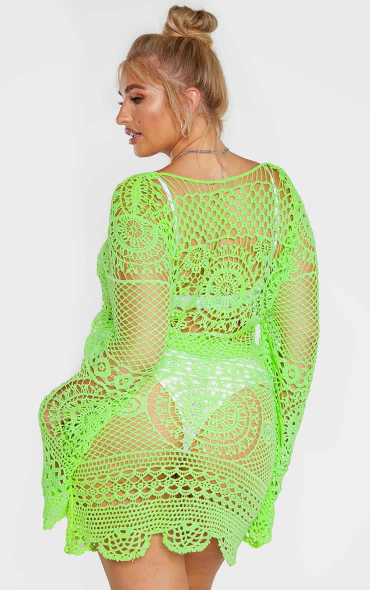 Neon crochet dress top
