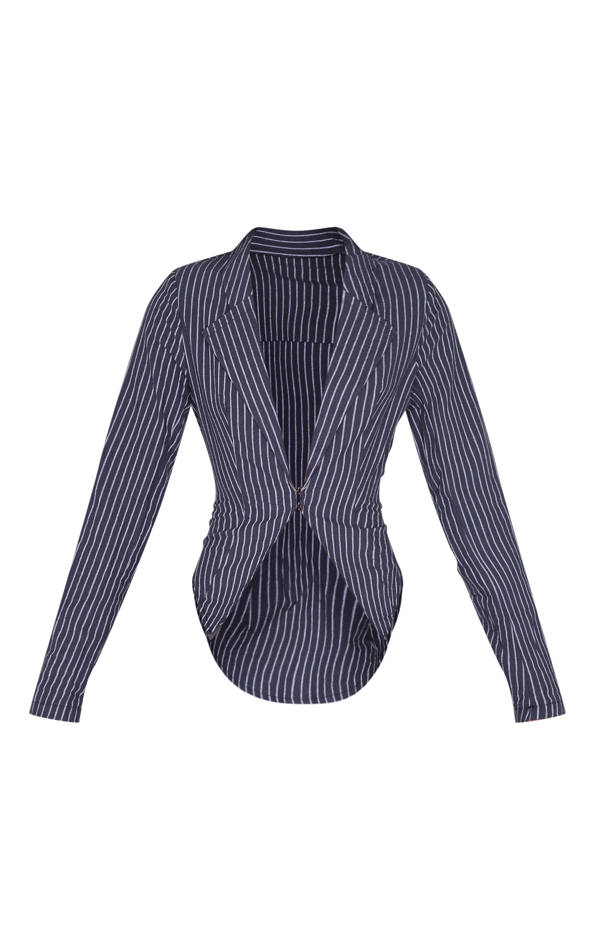Navy Striped Plunge Hook & Eye Shirt image 5
