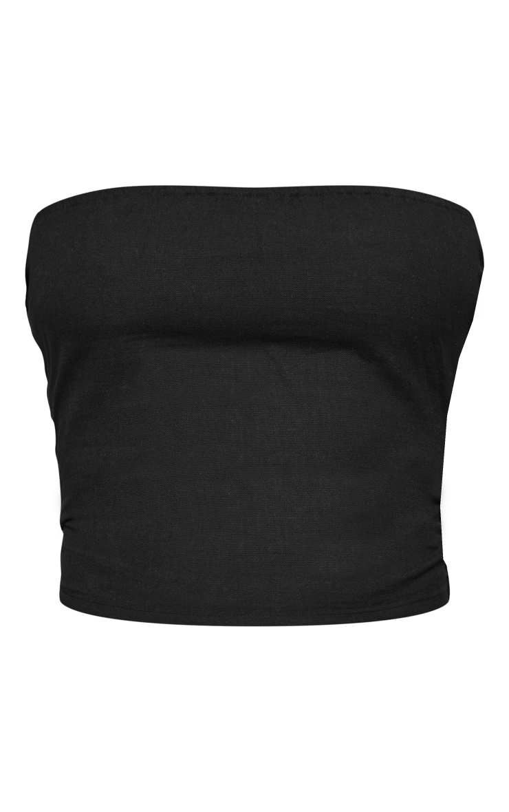 Black Linen Look Tube Top Tops PrettyLittleThing