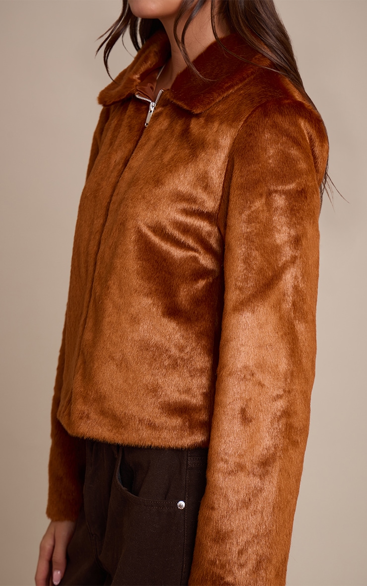 Veste courte en fausse fourrure rouge renard image 4