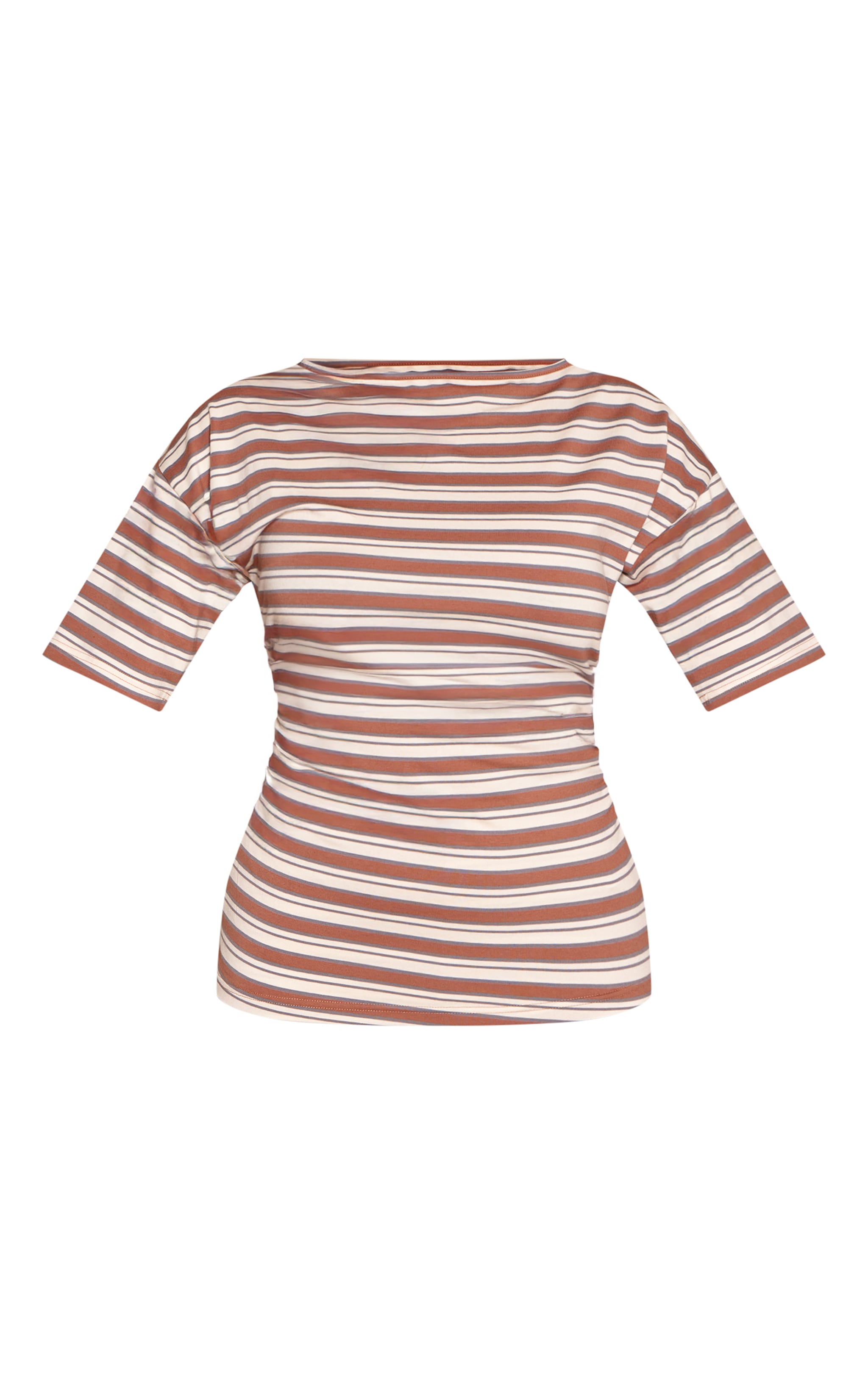 Shape Chocolate Striped Ruched Sides Top  image 5