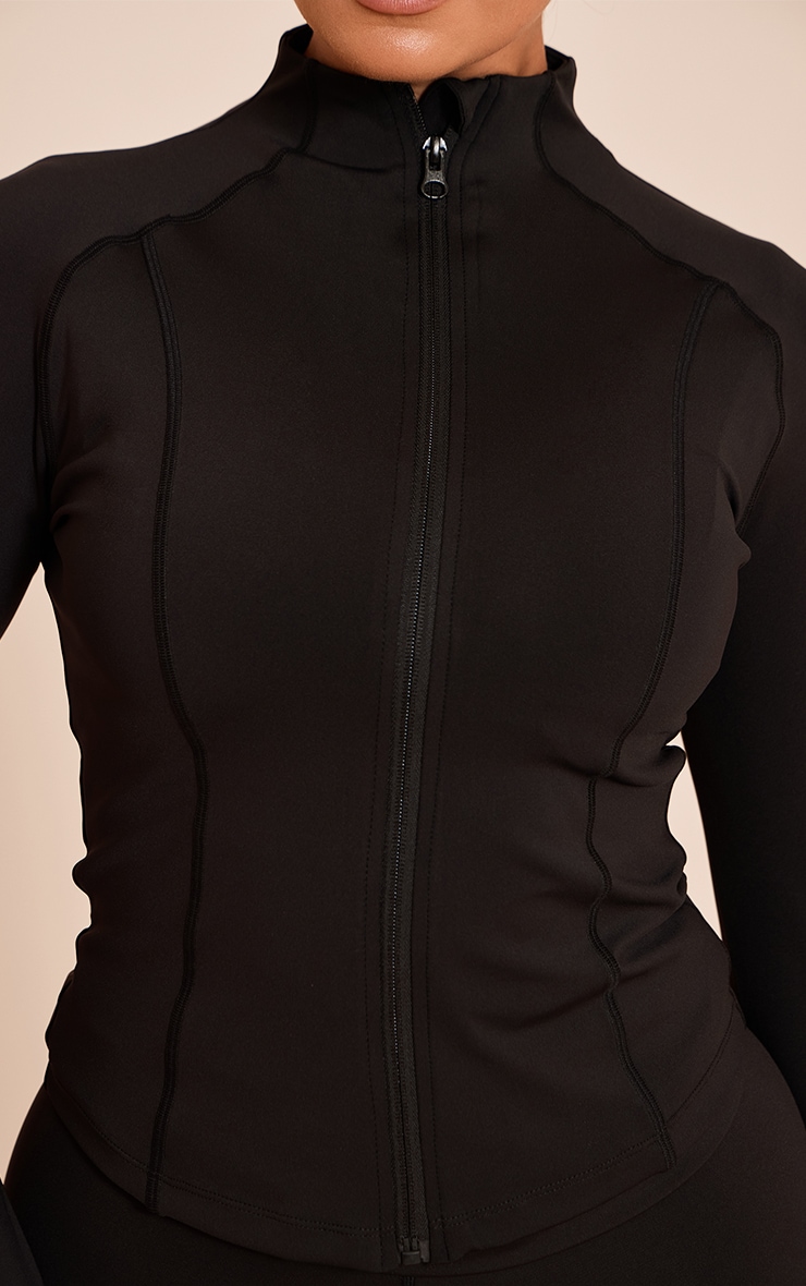 Shape Black Sculpt Seam Detail Long Sleeve Zip Front Jacket image 4