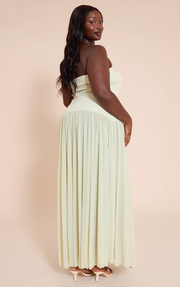 Plus Sage Bandeau Chiffon Pleated Maxi Dress image 2