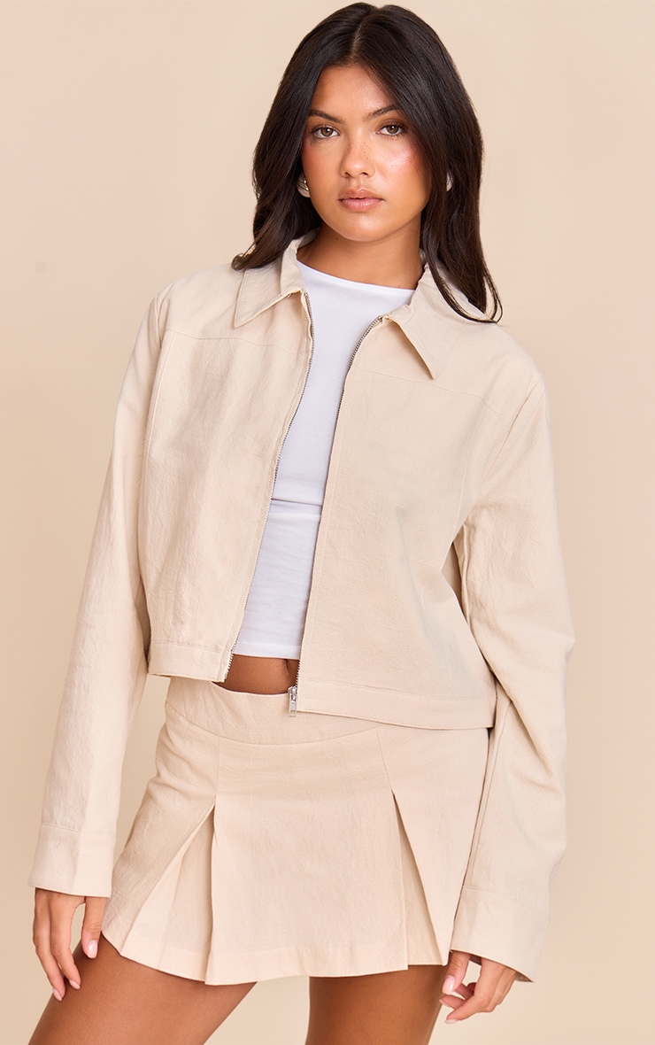 Veste en coton crème à épaules carrées image 1