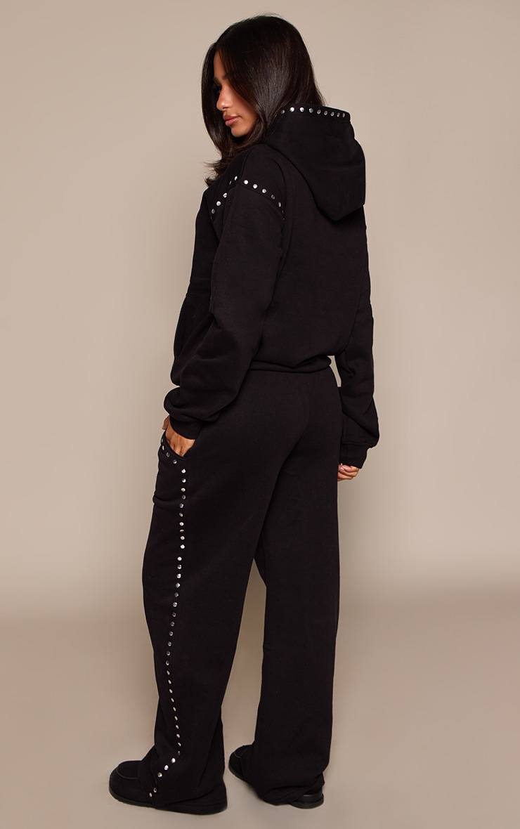 Petite Black Stud Detail Sweatpants image 3