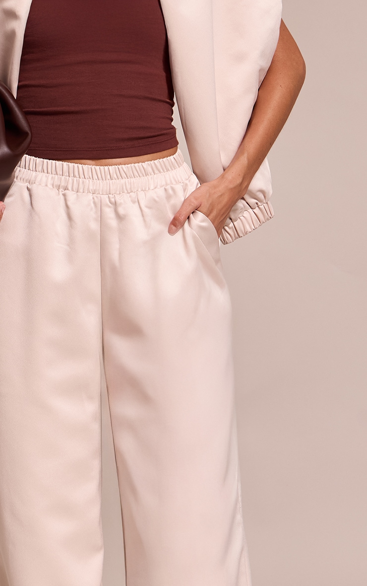 Oyster Satin Wide Leg Pants image 4