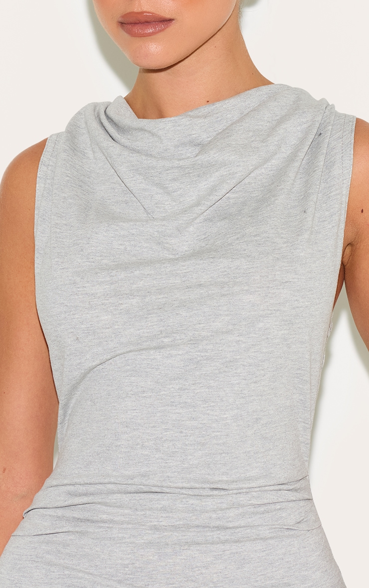Grey Marl Cotton Ruched Waist Sleeveless Top image 4