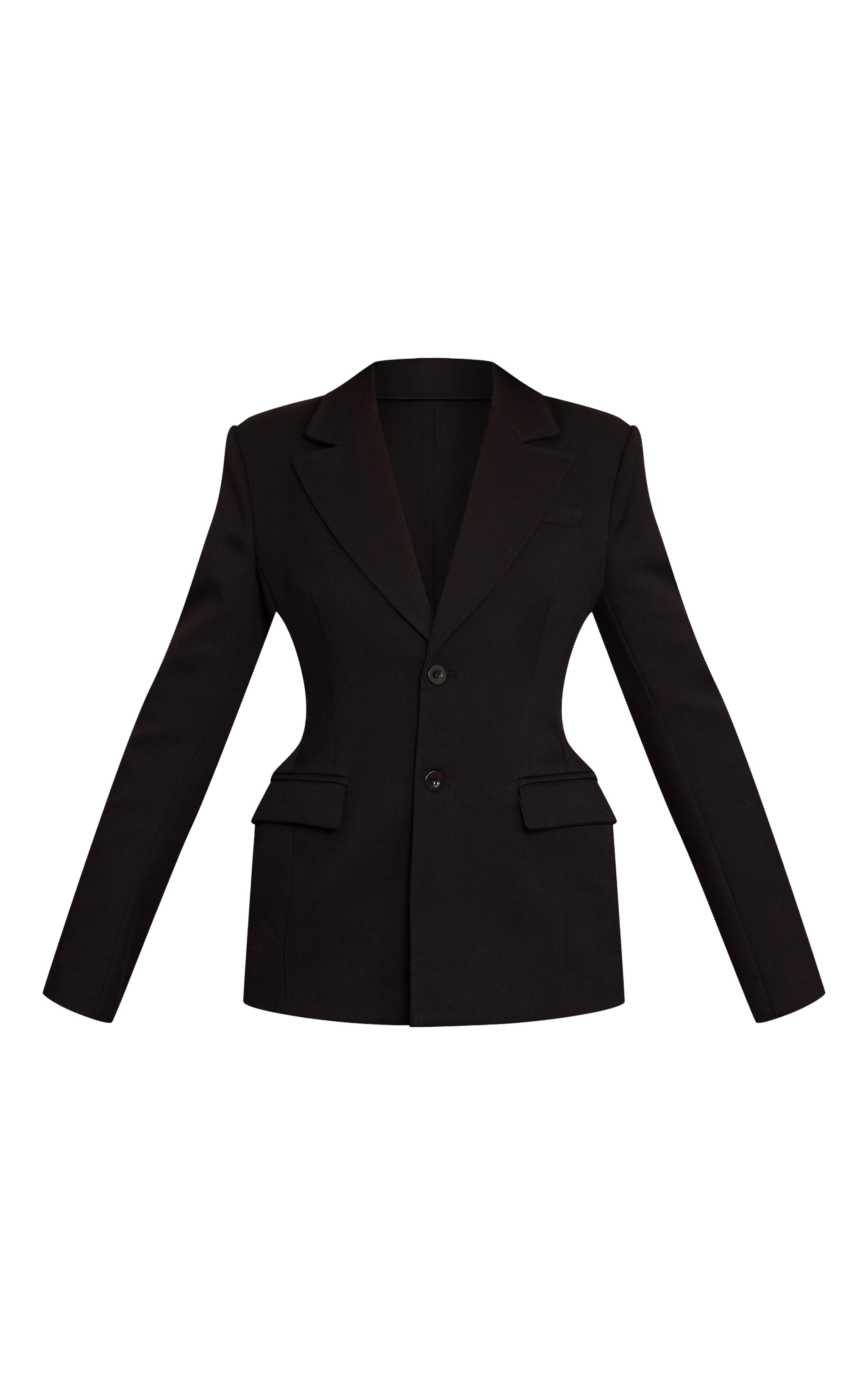 Blazer de tailleur tissé noir à taille cintrée image 5