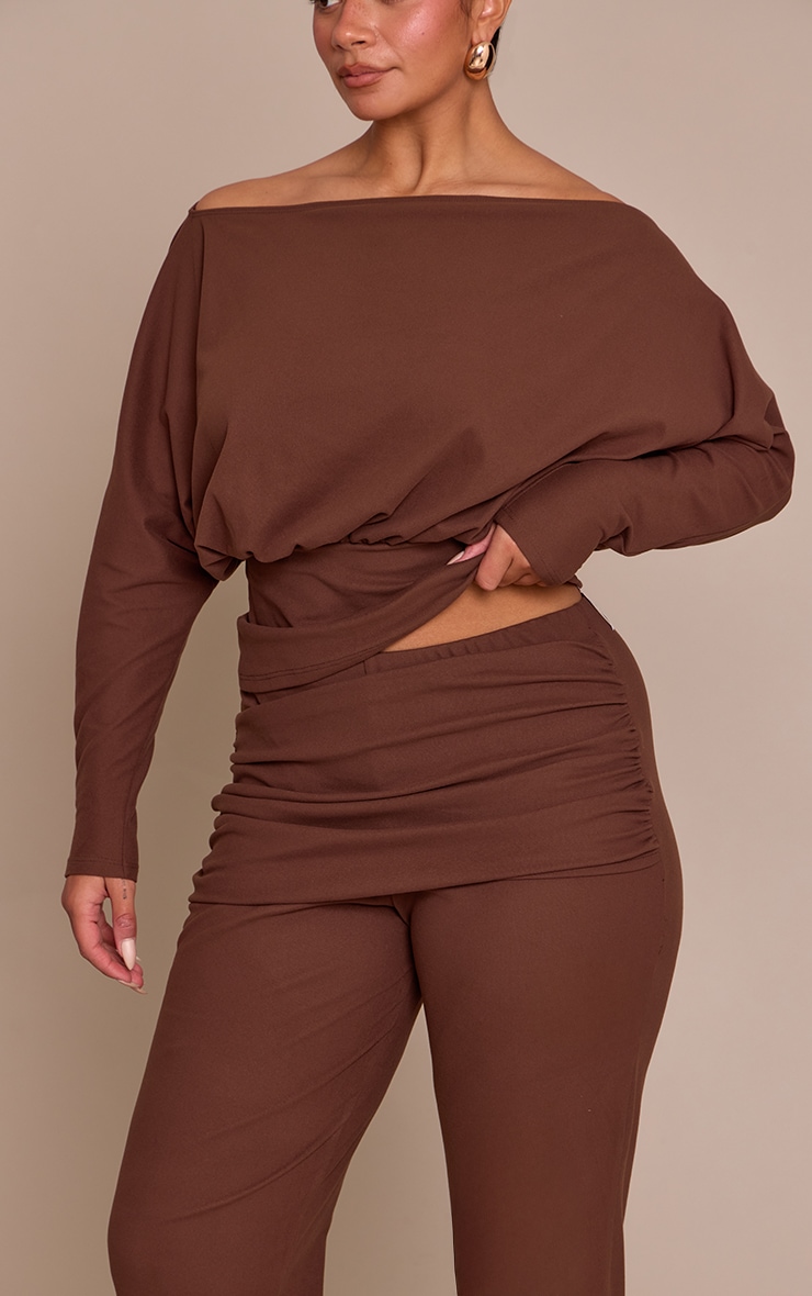 Shape Chocolate Soft Touch Ruched Bust Detail Top image 4
