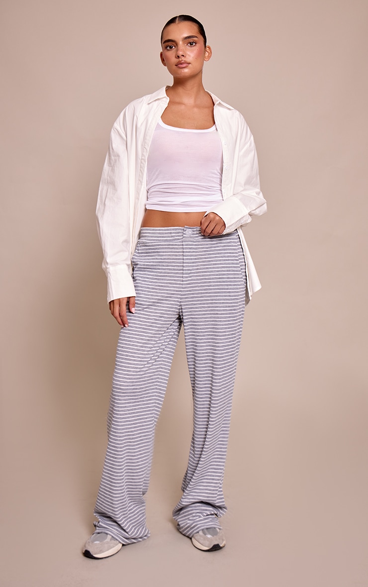 Grey Marl Boyfriend Style Wide Leg Pant image 2