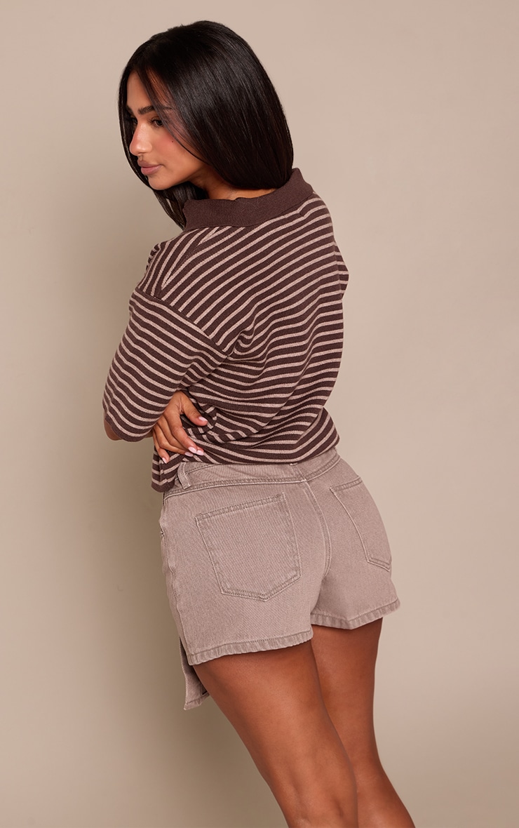 Petite Mushroom Wrap Front Denim Mini Skort image 3