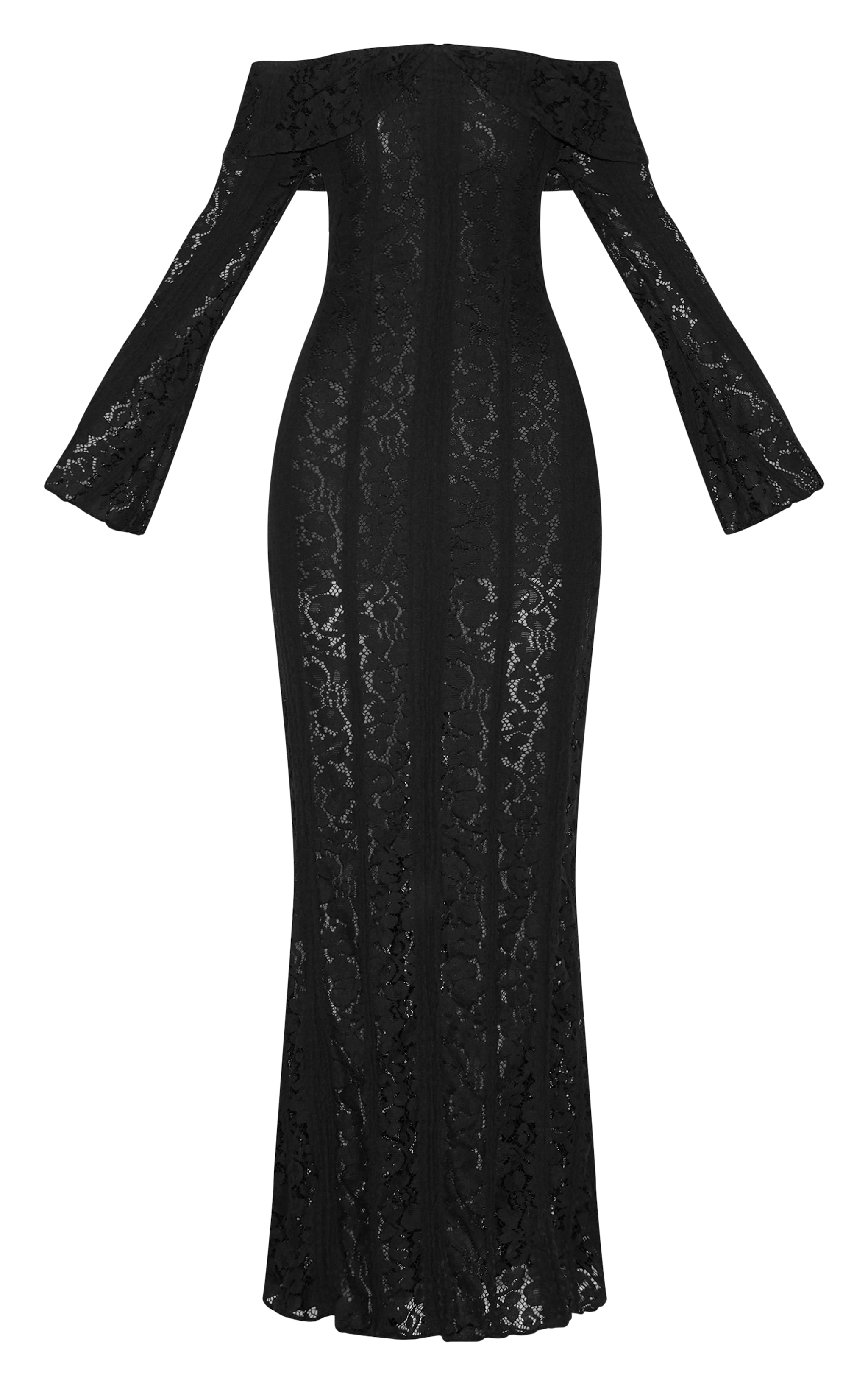 Black Lace Fold Over Bandeau Maxi Dress image 5