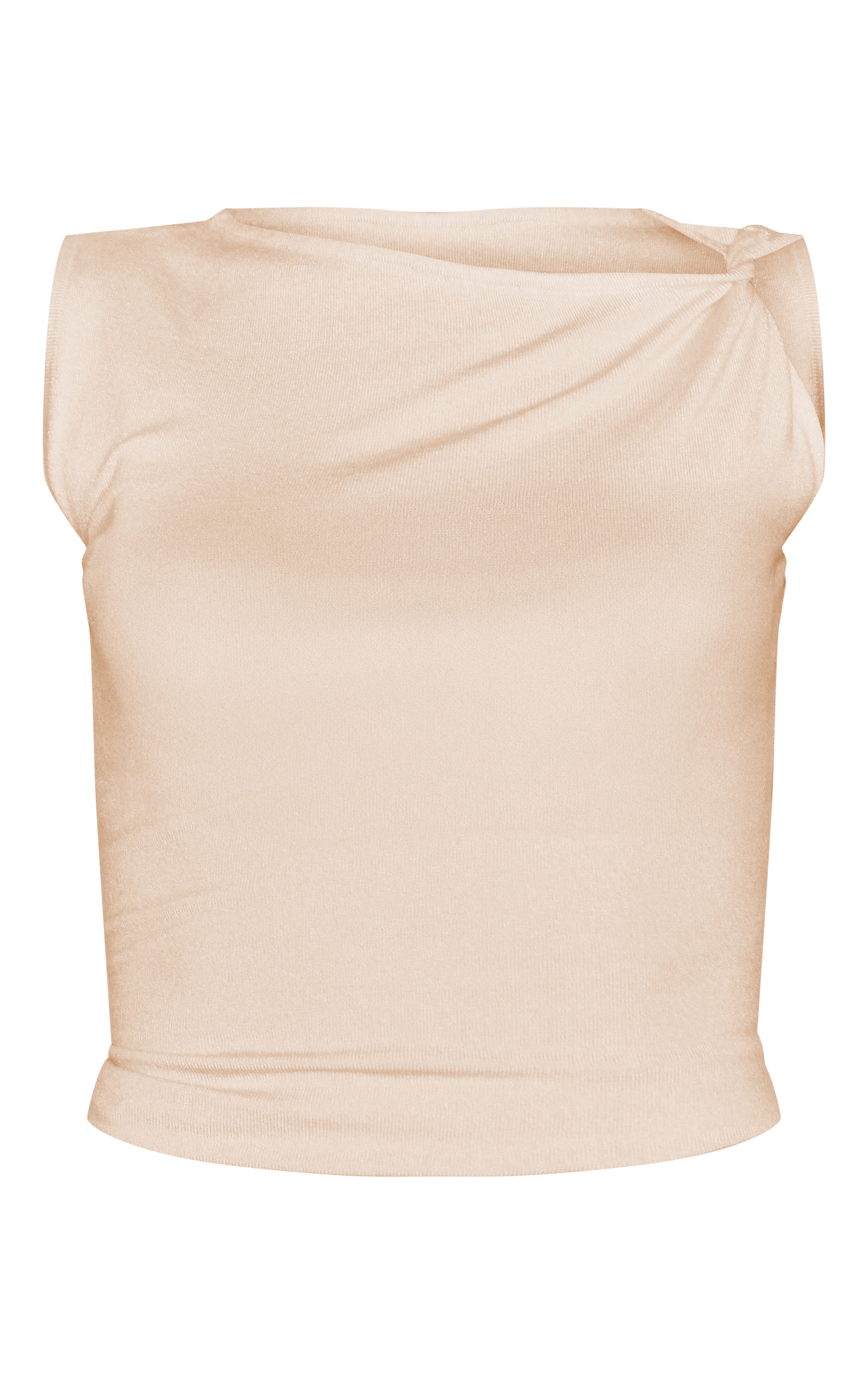 Débardeur basique asymétrique en maille tricot avoine à manche torsadée image 5
