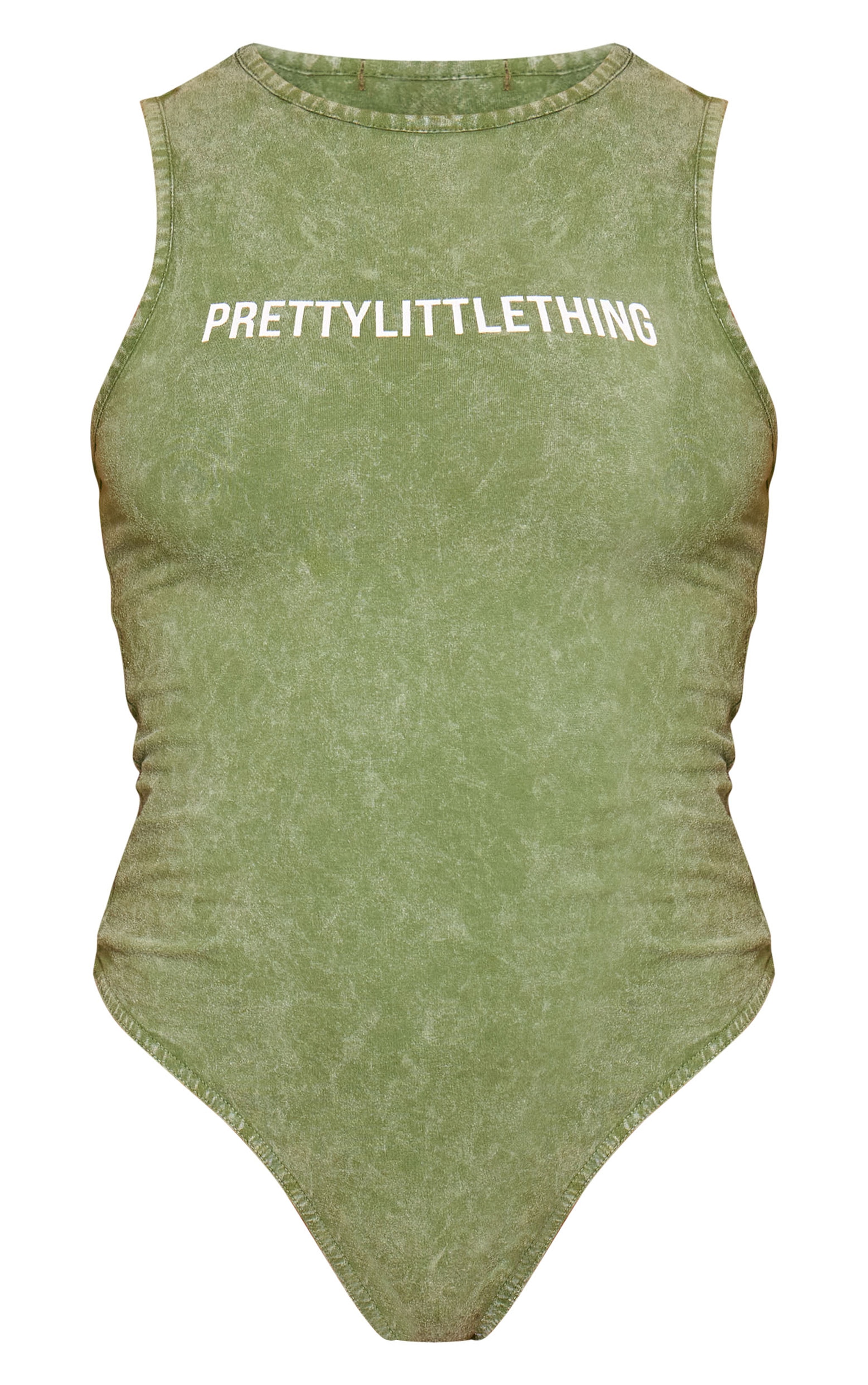 PRETTYLITTLETHING Khaki Wash Racer Bodysuit image 5