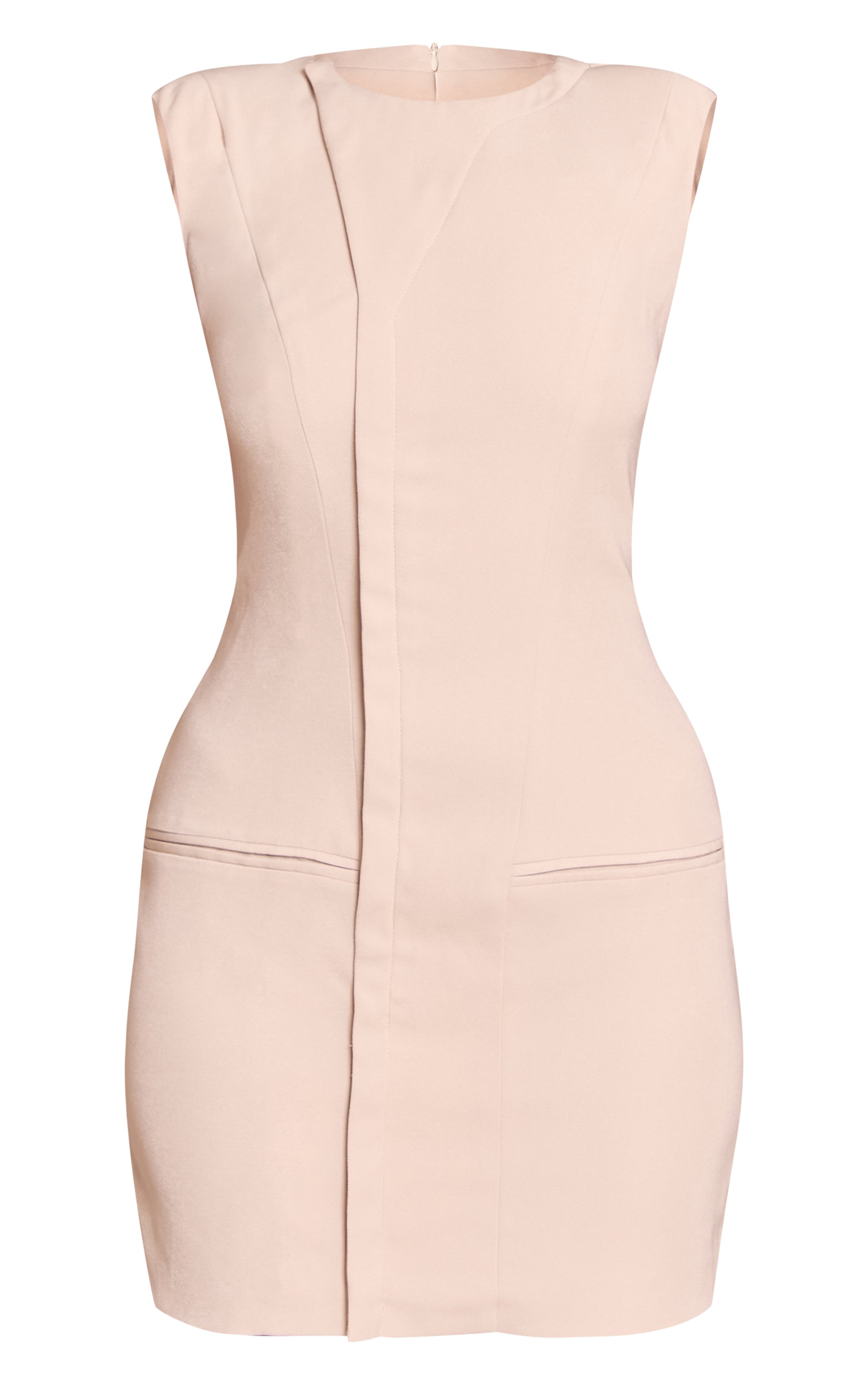 Woven Cream Seam Detail Mini Dress image 5