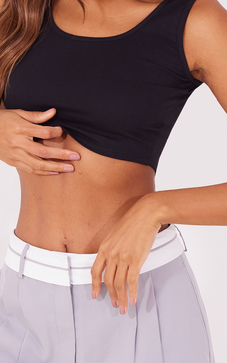 Black Basic Cotton Vest image 4