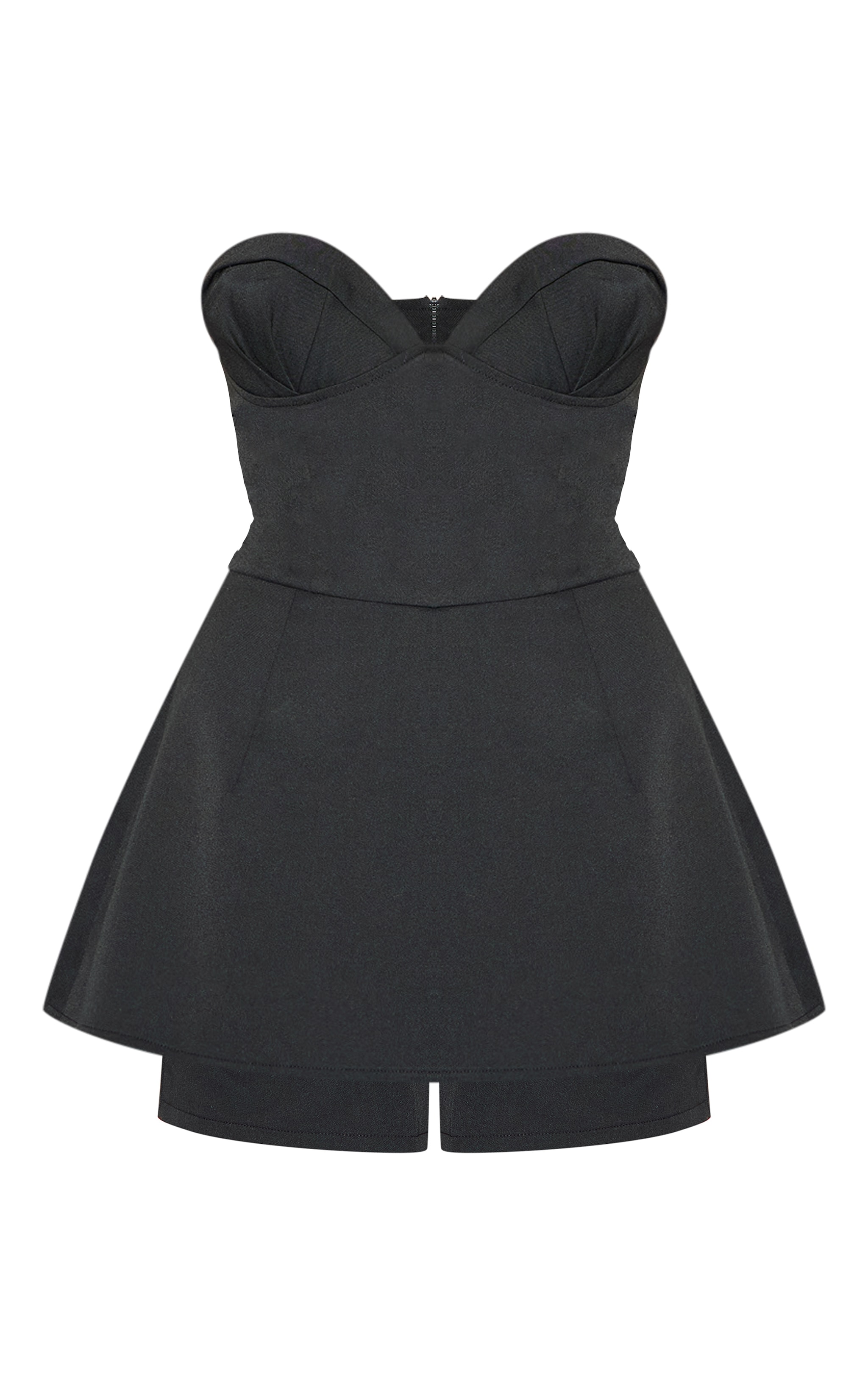 Black Woven Bust Cup Detail Peplum Playsuit image 5