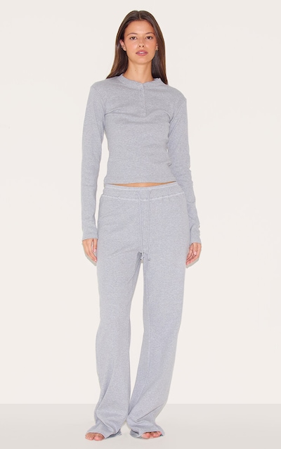 Ensemble de pyjama long côtelé gris à manches longues