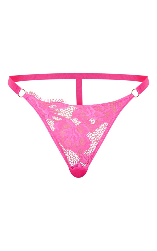 Pink Eyelash Lace Thong | Lingerie & Nightwear | PrettyLittleThing USA