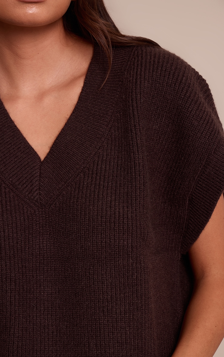 Chocolate Sleeveless Knit Sweater image 4