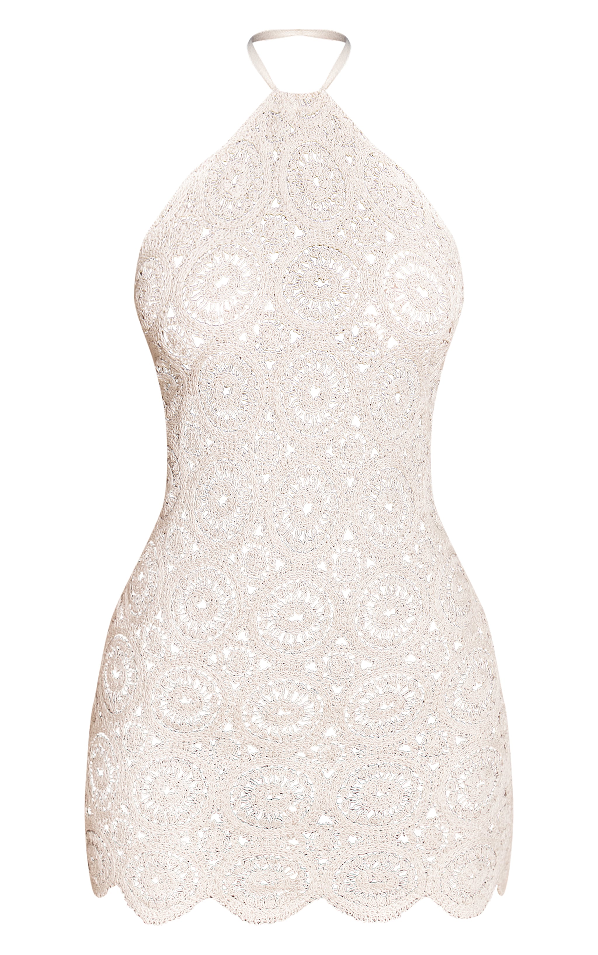 Petite Stone Crochet Halterneck Shift Mini Dress image 5