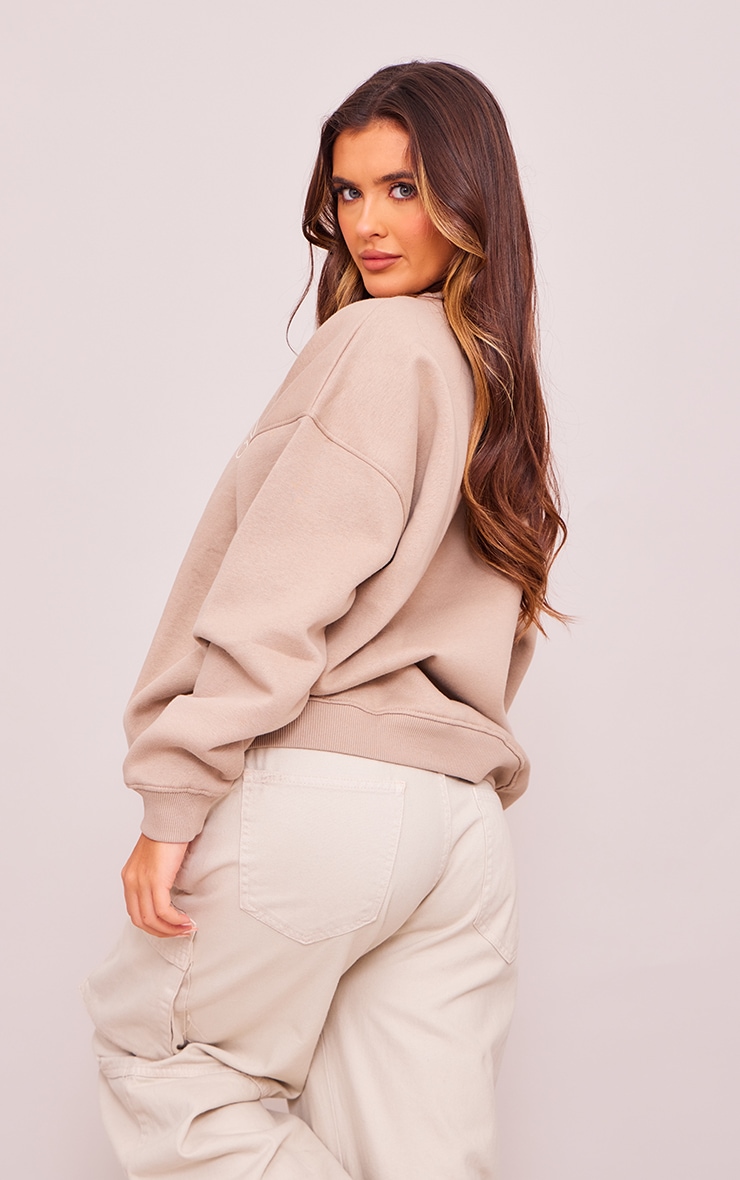 Taupe Authentic Print Oversized Sweatshirt image 2