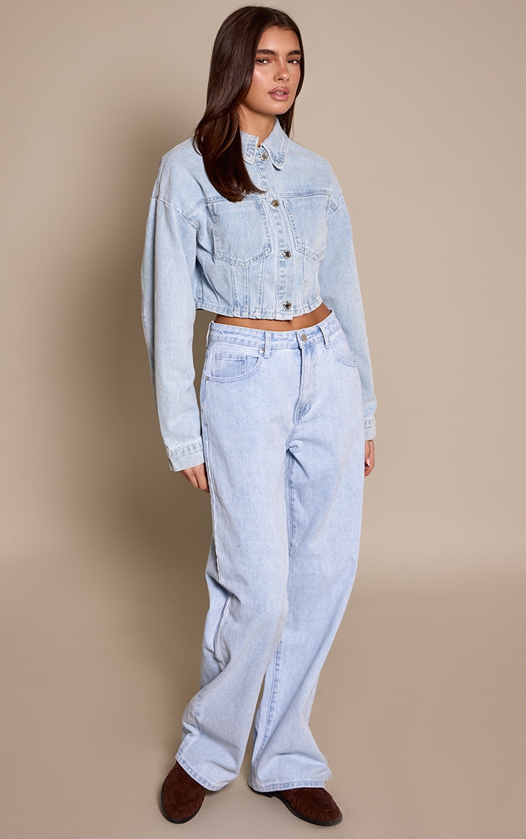  Light Blue Straight Leg High Rise Jeans image 2