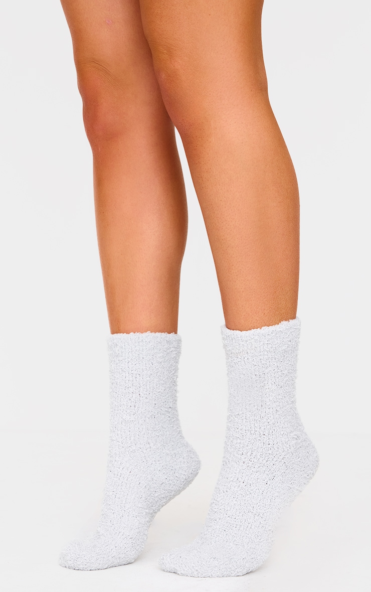Grey Cosy Fuzzy Ankle Socks image 1