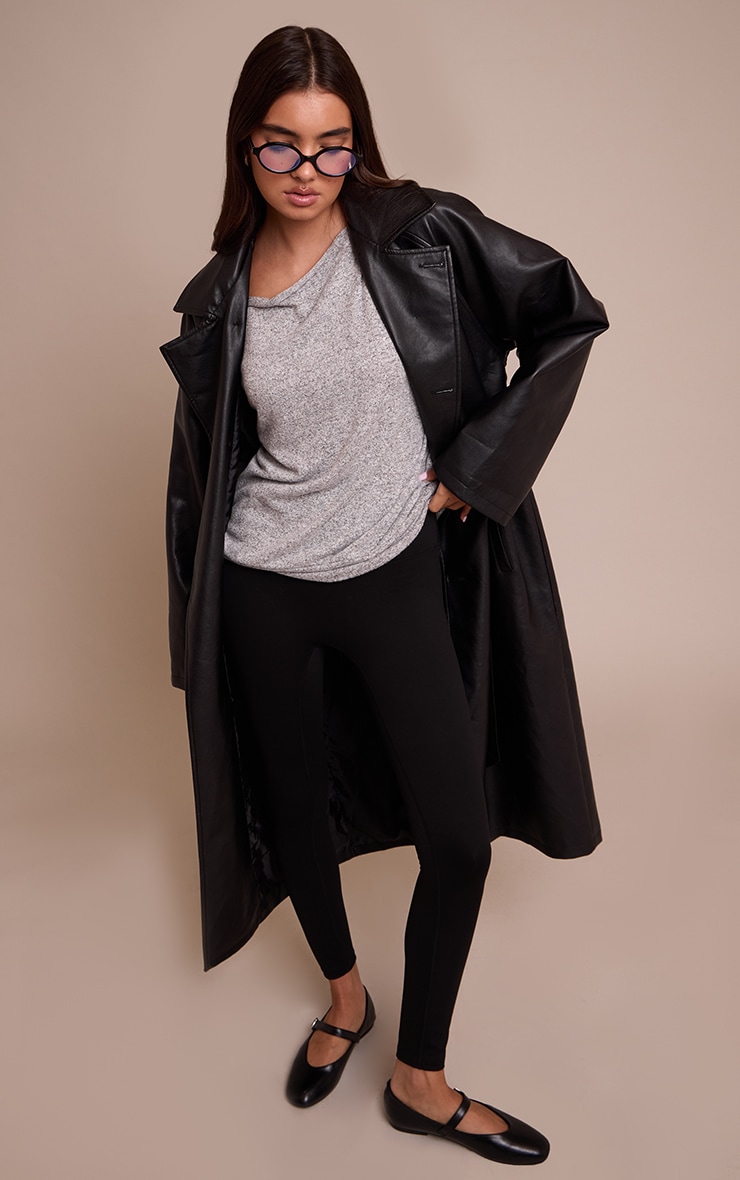 Grey Marl Soft Knit Asymmetric Oversized Slouchy Long Sleeve Top   image 3