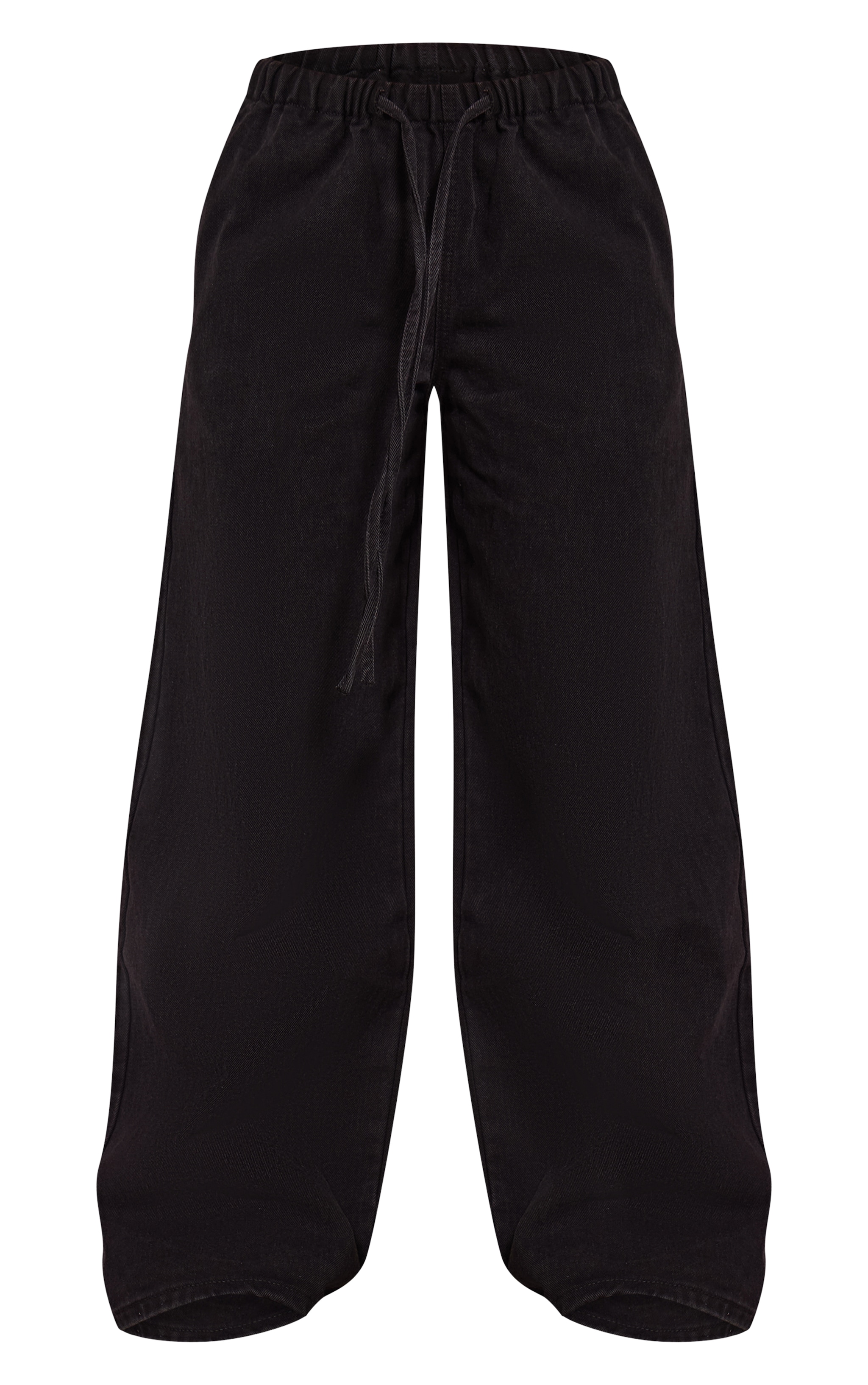 Petite Black Denim Elasticated Tie Waist Wide Leg Jeans image 5