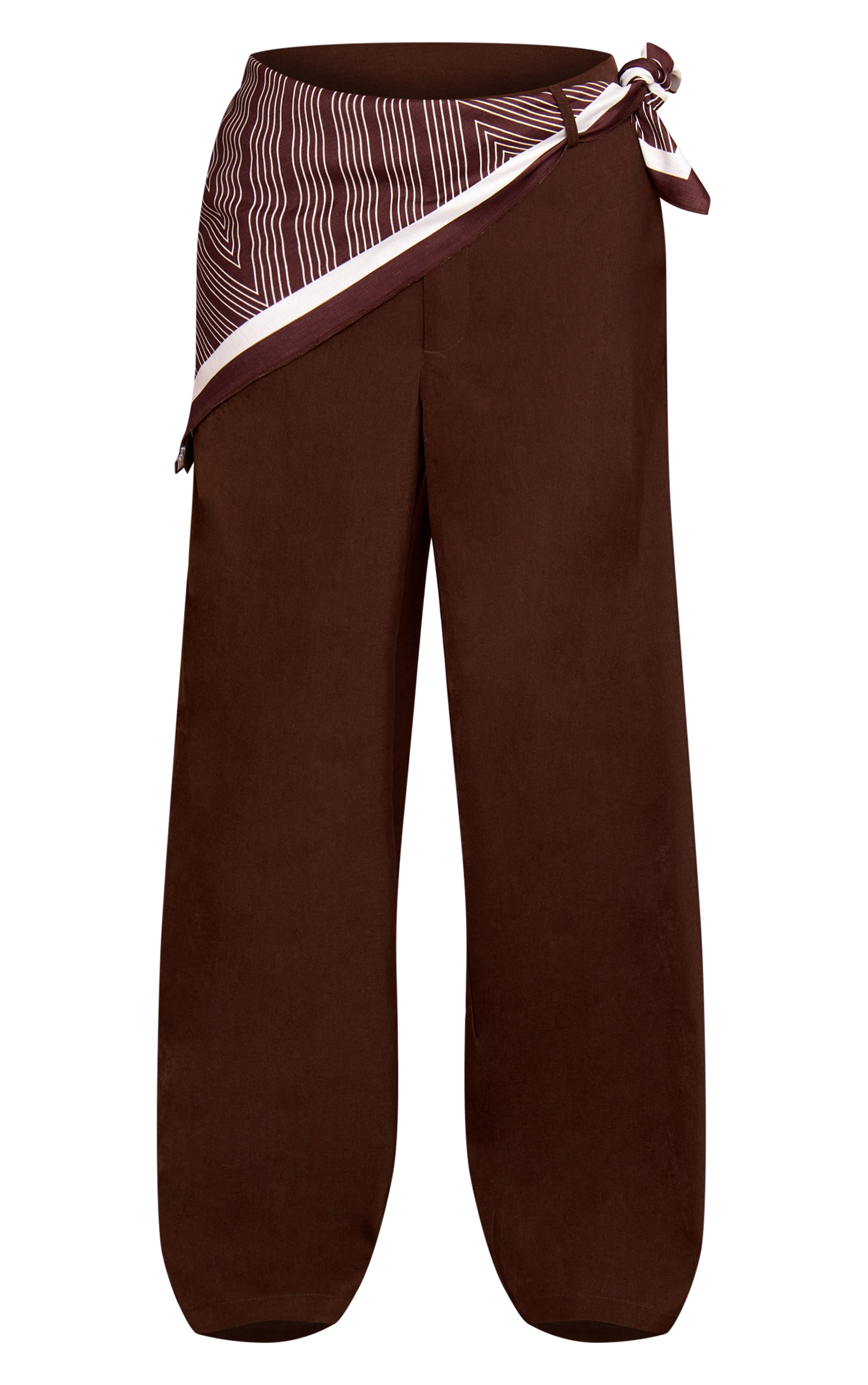 Petite Chocolate Scarf Detail Tailored Trousers  image 5