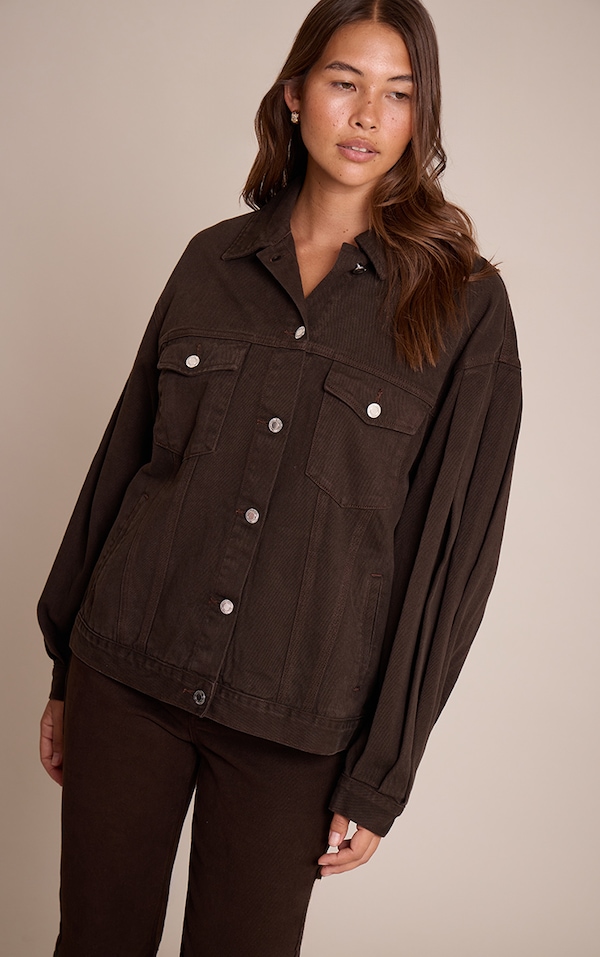 Dark Chocolate  Cocoon Sleeve Oversized Denim Jacket