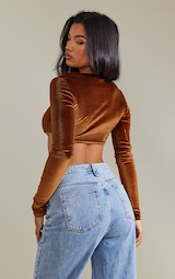 Chocolate Velvet Long Sleeve Square Neck Crop 2