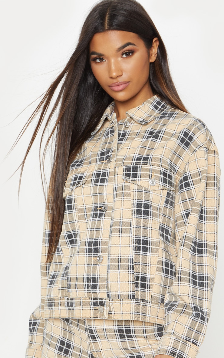 Stone Check Oversized Denim Jacket image 5