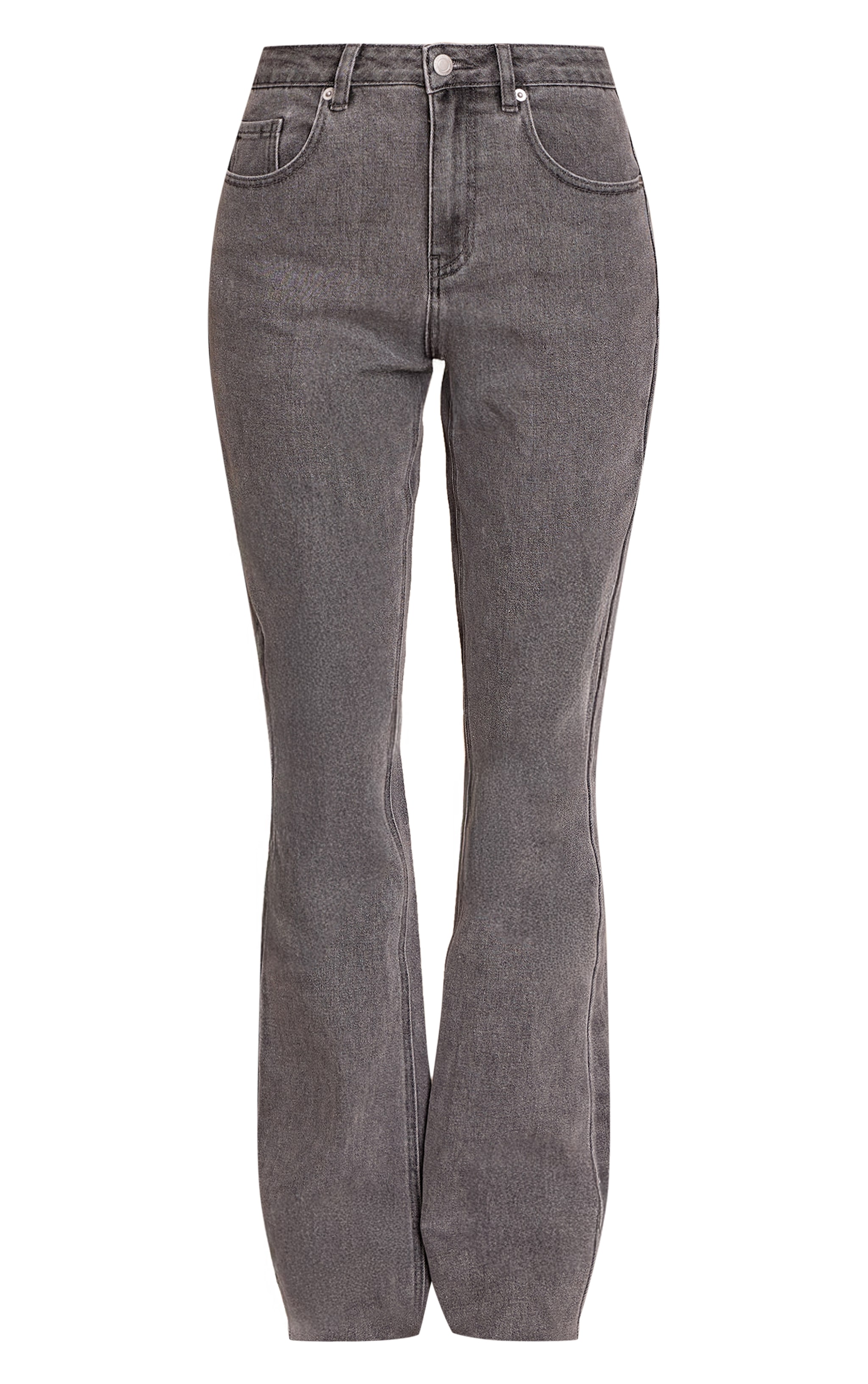 Tall Washed Grey Low Rise Stretch Flared Jeans image 5