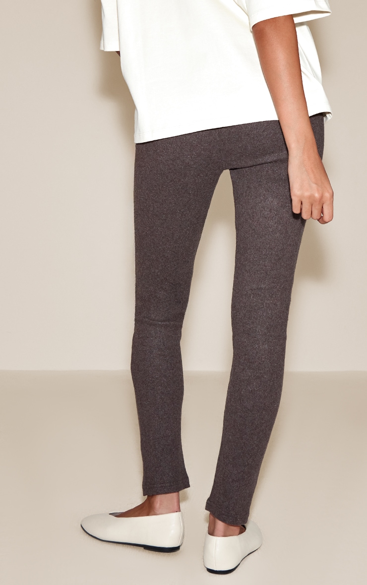 Legging côtelé brossé chocolat image 3