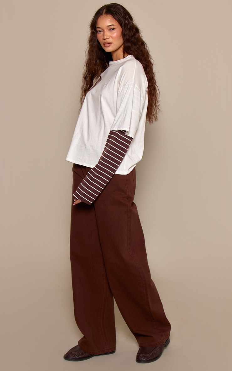 Chocolate Low Rise Barrel Jeans image 2