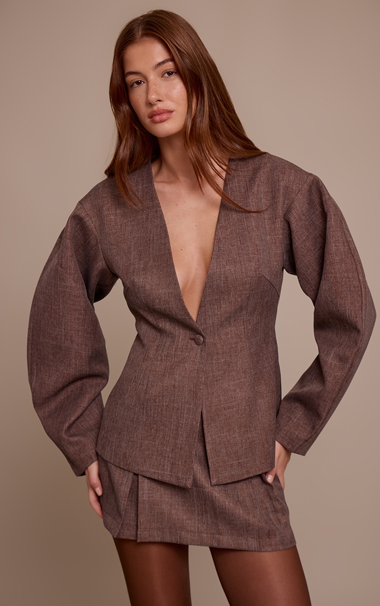 Light Brown Tailored Mini Skirt image 4