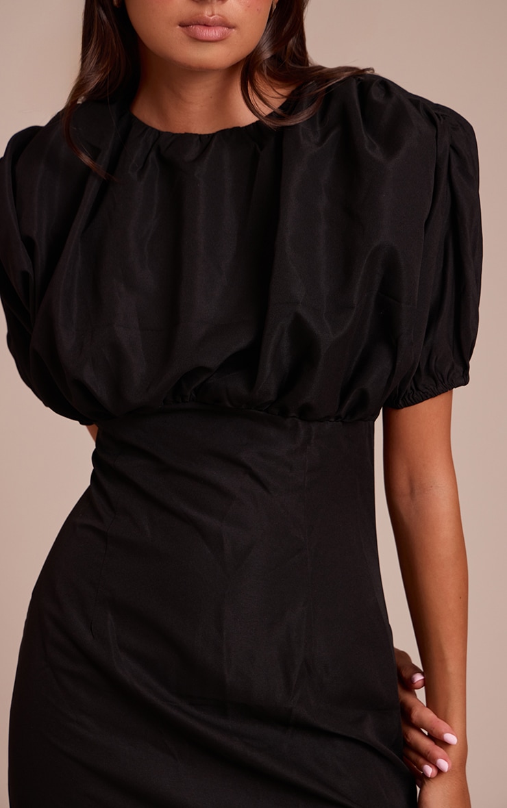 Black Puff Detail Bodycon Dress image 4