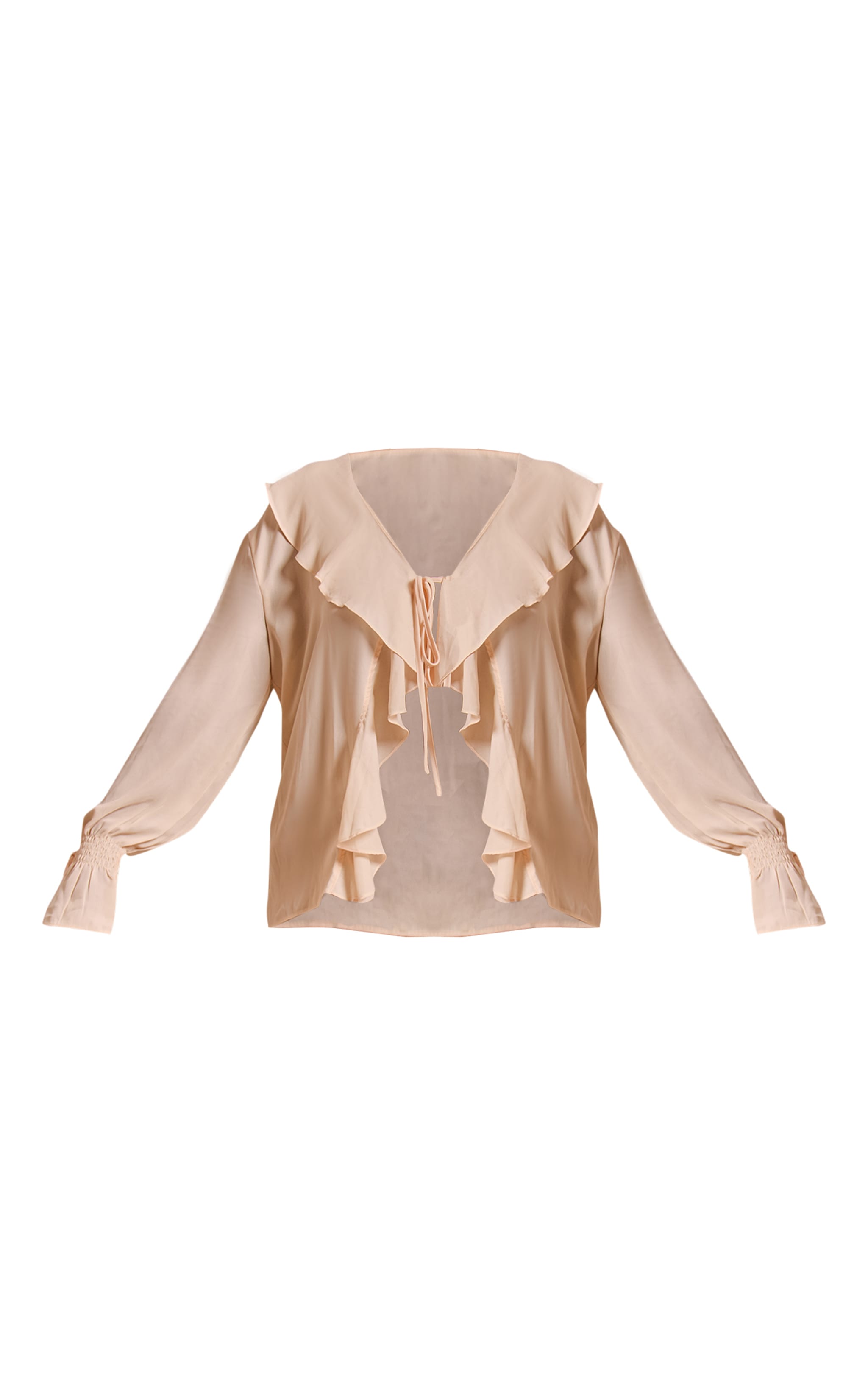 Plus Blouse en mousseline de soie crème nouée devant à volants image 5