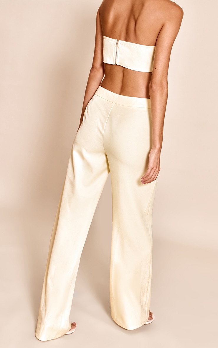 Butter Yellow Tailored Straight Leg Pants image 3