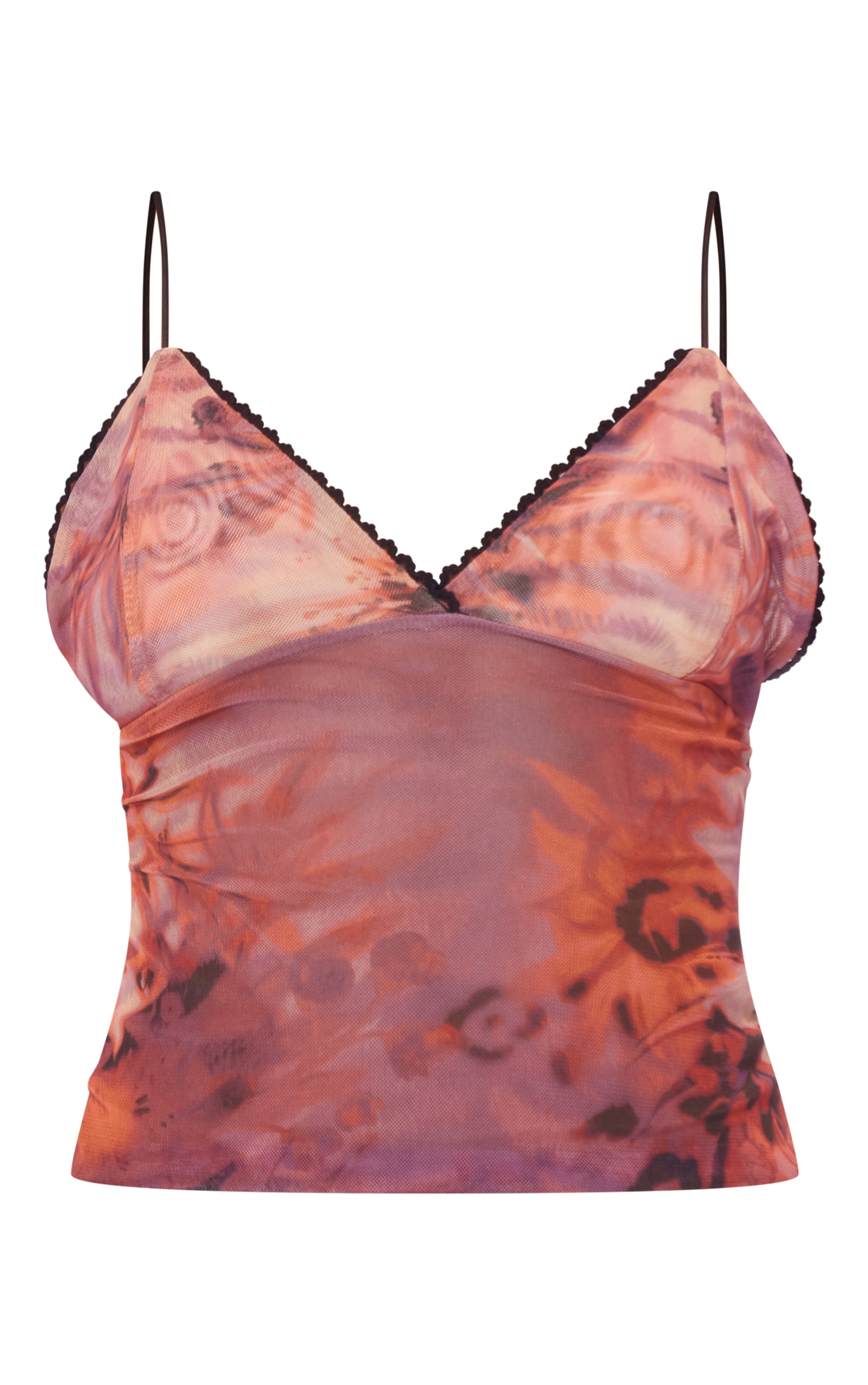 Purple Mesh Printed Strappy Cami image 5