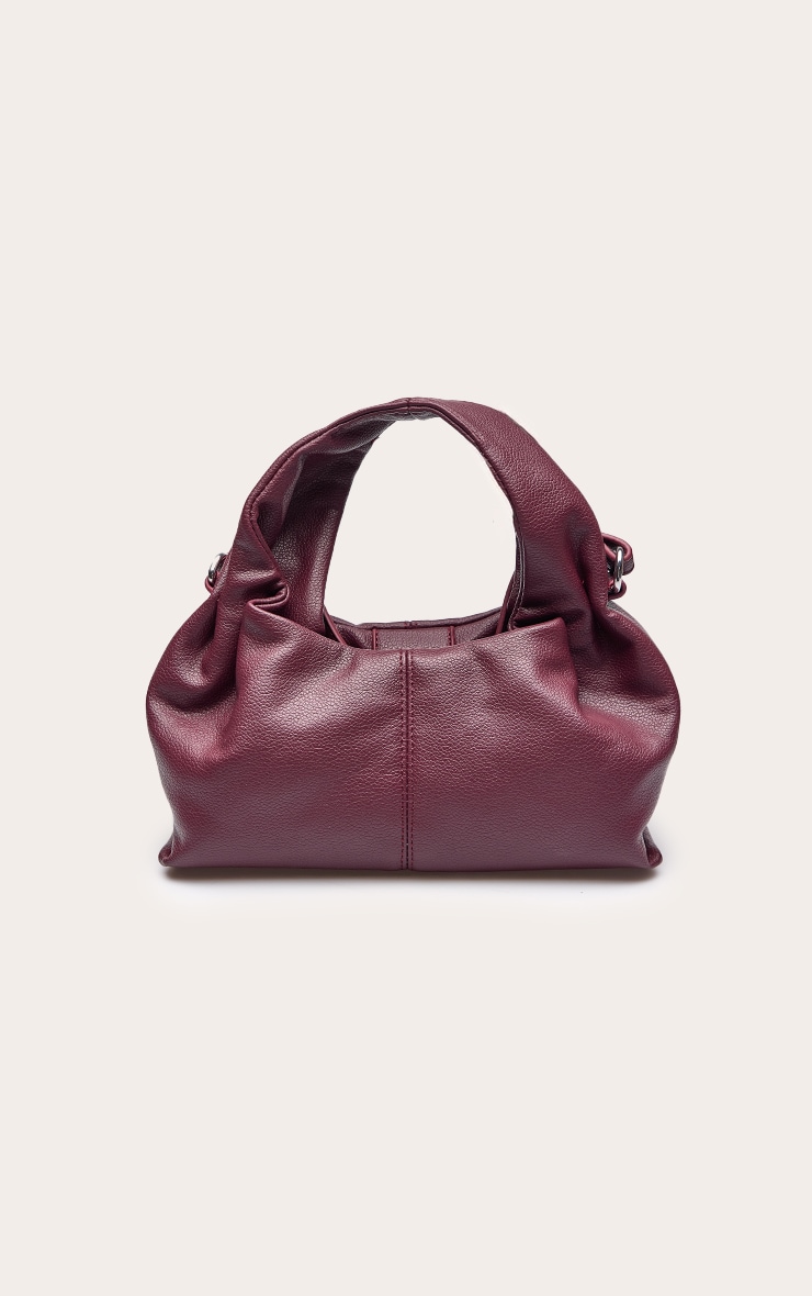 Burgundy Faux Leather Slouchy Mini Handbag image 2