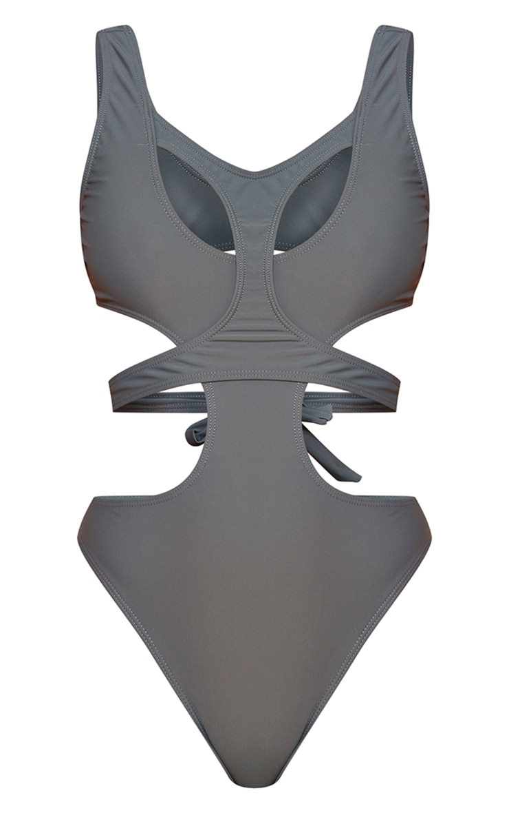 Charcoal Double Layer Cut Out Swimsuit image 5